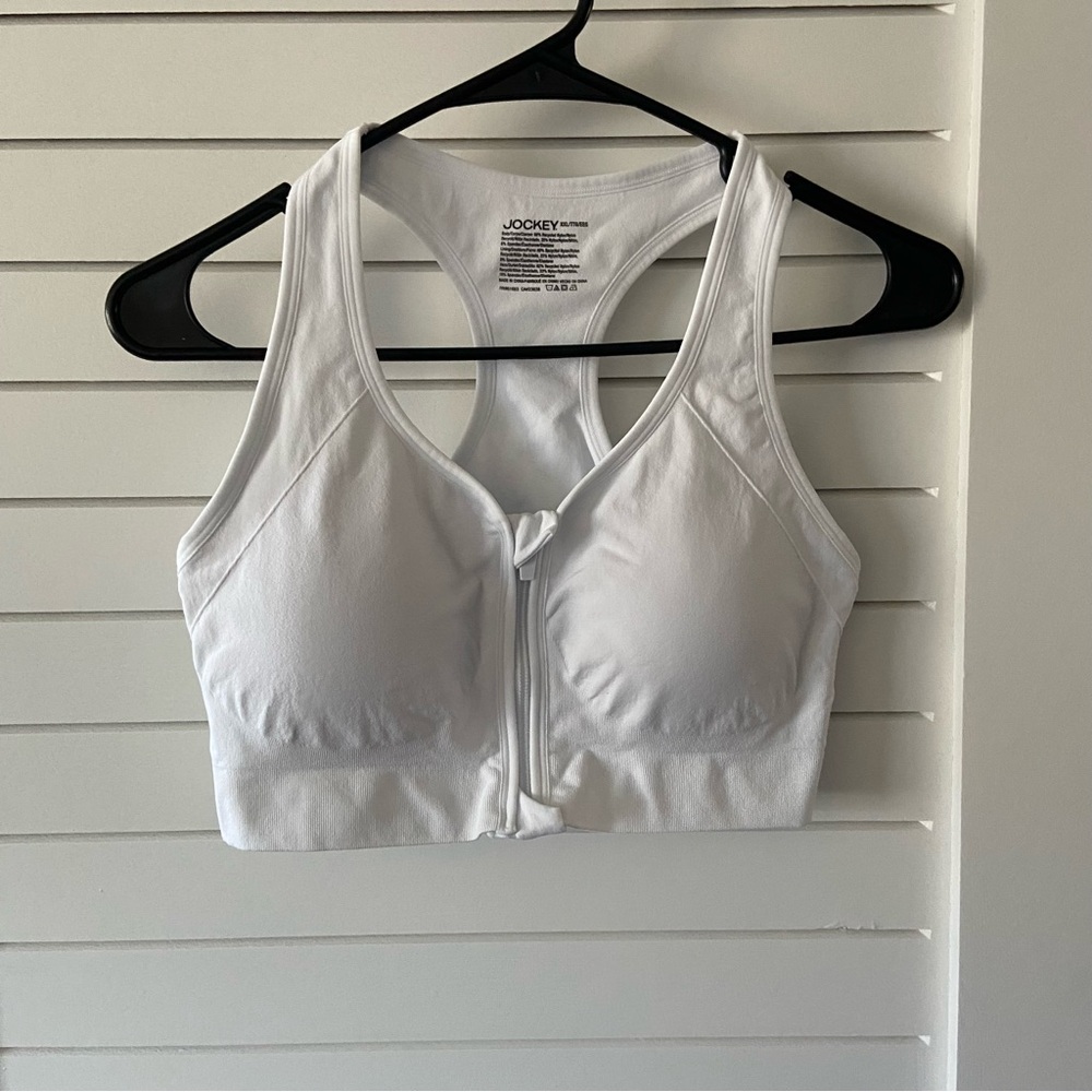 Jockey Sports Bra White Front Zip Size XXL
